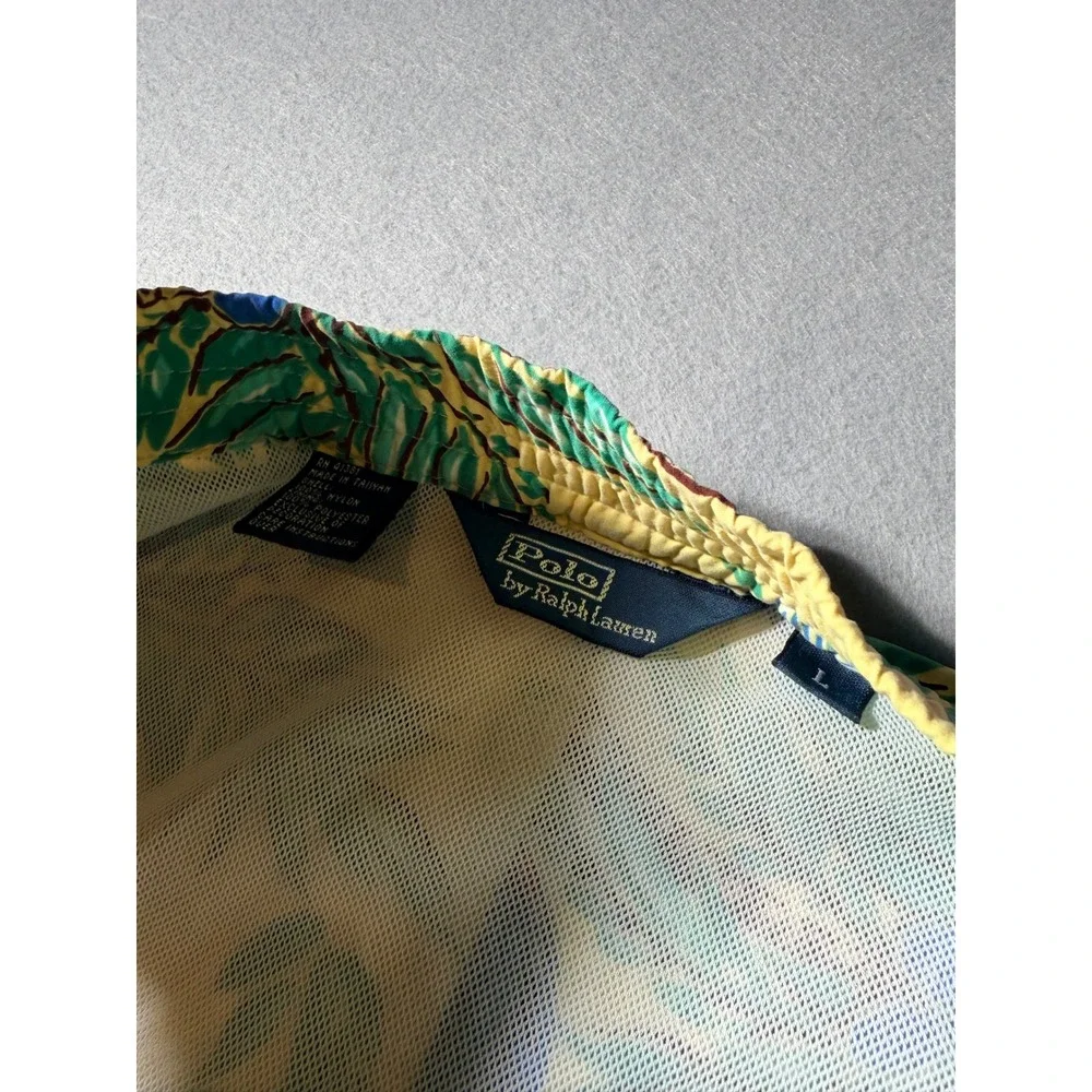 Vintage Polo Ralph Lauren Swim Trunks Mens Large Yellow Tropical Parrot Print
